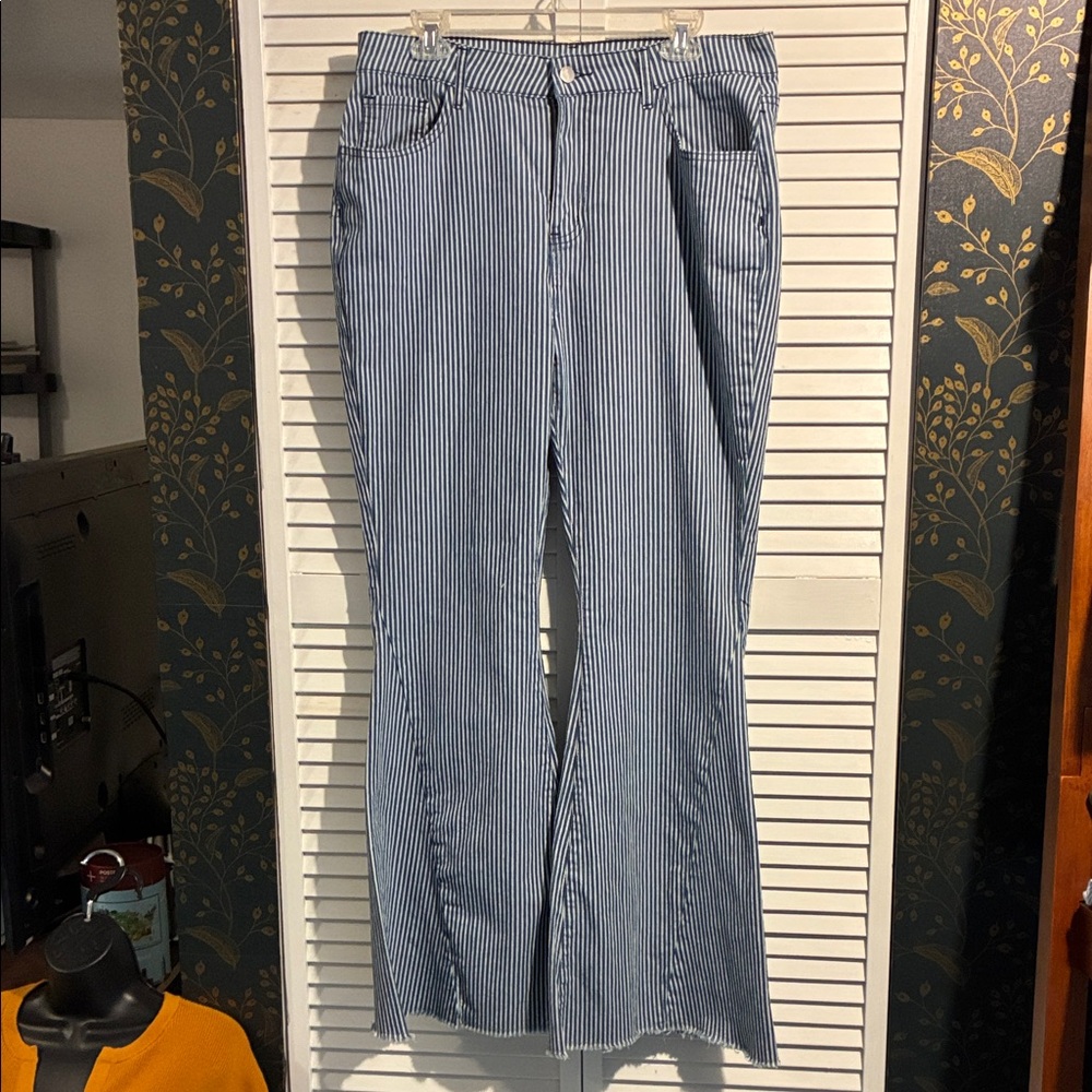 Striped Blue Flare Jeans